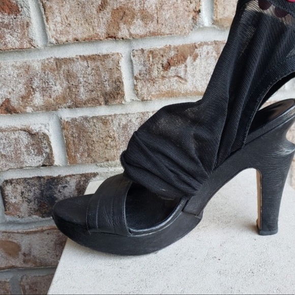 LD Tuttle Womens 7 Vero Cuoio Mesh Zip up Peep Toe Heels - Picture 10 of 11